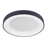 Czarny plafon Giulia D60 LED 4000K z okrągłym, białym kloszem. Elementy metalowe w matowym wykończeniu, zamontowany w stropie. Prosty design idealny do nowoczesnych wnętrz. Widoczny z góry.