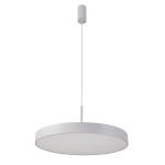 Lampa wisząca Orbital D60 LED 4000K w kolorze białym, o okrągłym kształcie z matowym kloszem. Zawieszona na cienkim przewodzie, prezentuje minimalistyczny design. Widoczny uchwyt montażowy w górnej części.