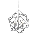 Lampa wisząca Cube 3-punktowa w chromowanej obudowie, o geometrycznej formie. Trzy źródła światła z przezroczystymi kloszami, zawieszona na łańcuchu, widok frontalny. Idealna do nowoczesnych wnętrz.