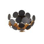 Discus lampa sufitowa 3-punktowa w kolorze czarnym, z okrągłymi, matowymi kloszami rozmieszczonymi na metalowej konstrukcji. Lampa ma nowoczesny design, idealna do wnętrz. Widok z góry, ukazujący detale i kształt kloszy.