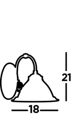 Kinkiet American Diner 1-punktowy w kolorze antycznego mosiądzu. Ma kształt klosza o wysokości 21 cm i średnicy 18 cm, z elastycznym ramieniem do regulacji kąta. Przeznaczony do montażu na ścianie.