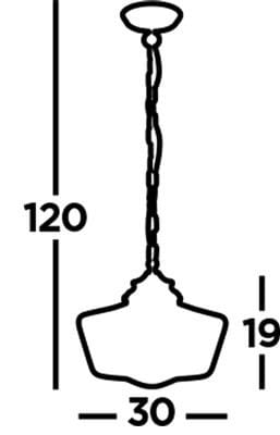 Lampa wisząca School House IP44, 1-punktowa, w kolorze satynowego srebra z białym kloszem. Wymiary: wysokość 120 cm, szerokość 30 cm, głębokość 19 cm. Zawieszona na łańcuchu, idealna do oświetlenia wnętrz.