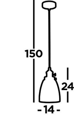 Lampa wisząca Camden 1-punktowa w kolorze czarnym z przydymionym kloszem. Kształt stożkowaty, wymiary: wysokość 150 cm, szerokość 14 cm, średnica górnej części 24 cm. Montaż sufitowy.