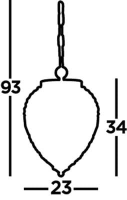Lampa wisząca Pineapple 1-punktowa w kolorze antycznego mosiądzu. Owalny klosz o wymiarach 23 cm szerokości, 34 cm wysokości, zawieszony na 93 cm łańcuchu. Prosty, elegancki design.