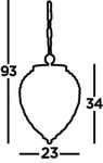 Lampa wisząca Pineapple 1-punktowa w kolorze antycznego mosiądzu. Owalny klosz o wymiarach 23 cm szerokości, 34 cm wysokości, zawieszony na 93 cm łańcuchu. Prosty, elegancki design.