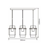 Lampa wisząca Savona 3-punktowa w kolorze czarnym i chromowanym, z trzema kloszami na długich zawieszeniach. Wymiary: długość 580 mm, wysokość 1200 mm. Prosty design, idealna do nowoczesnych wnętrz.