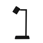 Czarna lampa stołowa Snow LP-731/1T BK o prostym, nowoczesnym designie. Posiada prostokątną podstawę i ruchomy klosz, ustawiona w pozycji stojącej, idealna do biura lub na stół. Tło białe, co podkreśla jej minimalistyczny charakter.