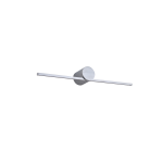 Kinkiet Modern Slim M LED IP44 w kolorze chromu, z prostokątnym, wąskim źródłem światła oraz okrągłą podstawą. Produkt o długości 40 cm, z diodami o mocy 6W i temperaturze barwowej 3000K. Ujęcie frontalne, montowany na ścianie.