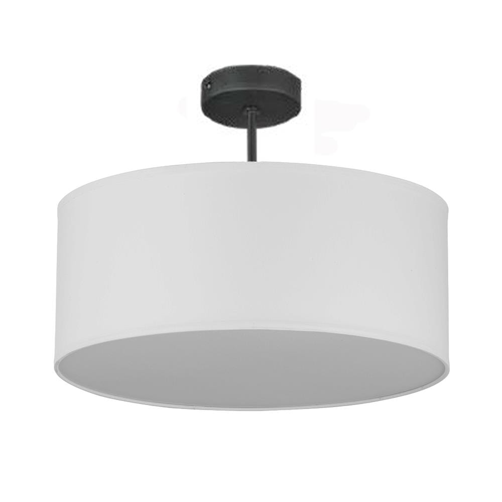 Lampa sufitowa Rondo D40 w białym kolorze, o okrągłej formie. Wisi na czarnym stelażu, z widocznym mocowaniem. Wnętrze lampy jest gładkie, co podkreśla minimalistyczny design. Idealna do nowoczesnych wnętrz.