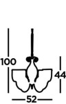 Żyrandol Silhouette 5-punktowy w kolorze antycznego mosiądzu. Frontalny widok, wymiary: wysokość 100 cm, szerokość 52 cm, głębokość 44 cm. Elegancka konstrukcja z pięcioma ramionami na źródła światła.