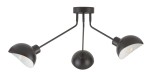 Lampa sufitowa 3-punktowa Roy w kolorze czarnym i białym. Posiada trzy ruchome klosze o półkolistym kształcie, zamontowane na cienkich, metalowych ramionach, połączonych z okrągłym mocowaniem. Idealna do nowoczesnych wnętrz.
