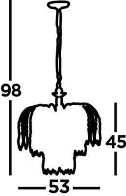 Żyrandol Waterfall 5-punktowy w kolorze chromowanym. Wymiary: wysokość 98 cm, szerokość 53 cm, głębokość 45 cm. Posiada eleganckie, opadające klosze, zawieszony na cienkim przewodzie. Idealny do nowoczesnych wnętrz.