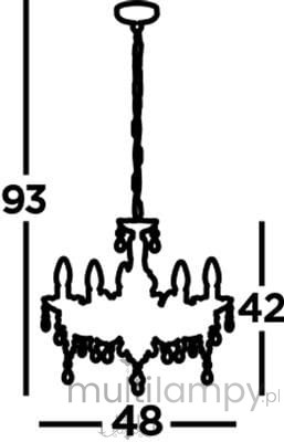 Żyrandol Marie Therese 5-punktowy w kolorze chromowym z elementami w odcieniu mink. Wymiary: wysokość 93 cm, szerokość 48 cm, głębokość 42 cm. Stylowy, z pięcioma miejscami na źródła światła, idealny do eleganckich wnętrz.