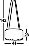 Lampa wisząca Elise I z ośmioma punktami świetlnymi, w kolorze chromowanym. Okrągła podsufitka o średnicy 41 cm, wysokość całkowita 142 cm, grubość 28 cm. Prosta konstrukcja z dwoma zawieszeniami.