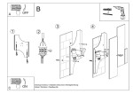 Instrukcja montażu kinkietu Fabiano 2-punktowego SL.0197, z widocznymi etapami podłączenia elektrycznego, zamontowania na ścianie oraz użycia wkrętarki. Elementy pokazane w formie schematów, z oznaczeniem przewodów i mocowań.