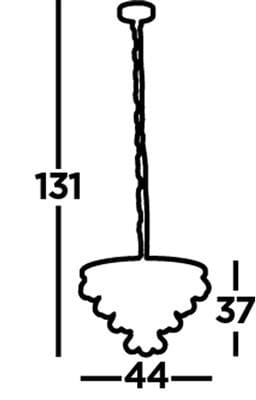 Lampa wisząca 4-punktowa Michelle w wykończeniu chrom, z wysokością 131 cm, szerokością 44 cm i długością zwisu 37 cm, o nowoczesnym, eleganckim kształcie.