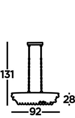 Lampa wisząca Michelle 5-punktowa w kolorze chromu. Wymiary: wysokość 131 cm, szerokość 92 cm, głębokość 28 cm. Prosty, elegancki design z pięcioma punktami świetlnymi, idealna do nowoczesnych wnętrz.