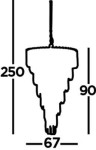 Lampa wisząca Sigma 9-punktowa, chromowana, o wymiarach 250 mm wysokości, 67 mm szerokości i 90 mm głębokości. Kształt stożkowy z dekoracyjnymi detalami, zawieszona na cienkim przewodzie. Idealna do nowoczesnych wnętrz.