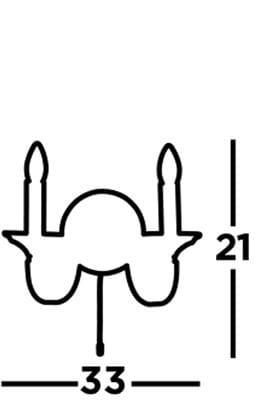 Kinkiet Belfry 2-punktowy w ciemnym brązie i mosiądzu. Widoczny zarys z dwoma źródłami światła, o wymiarach 33 cm szerokości i 21 cm wysokości. Prosty, klasyczny kształt z okrągłym elementem centralnym.