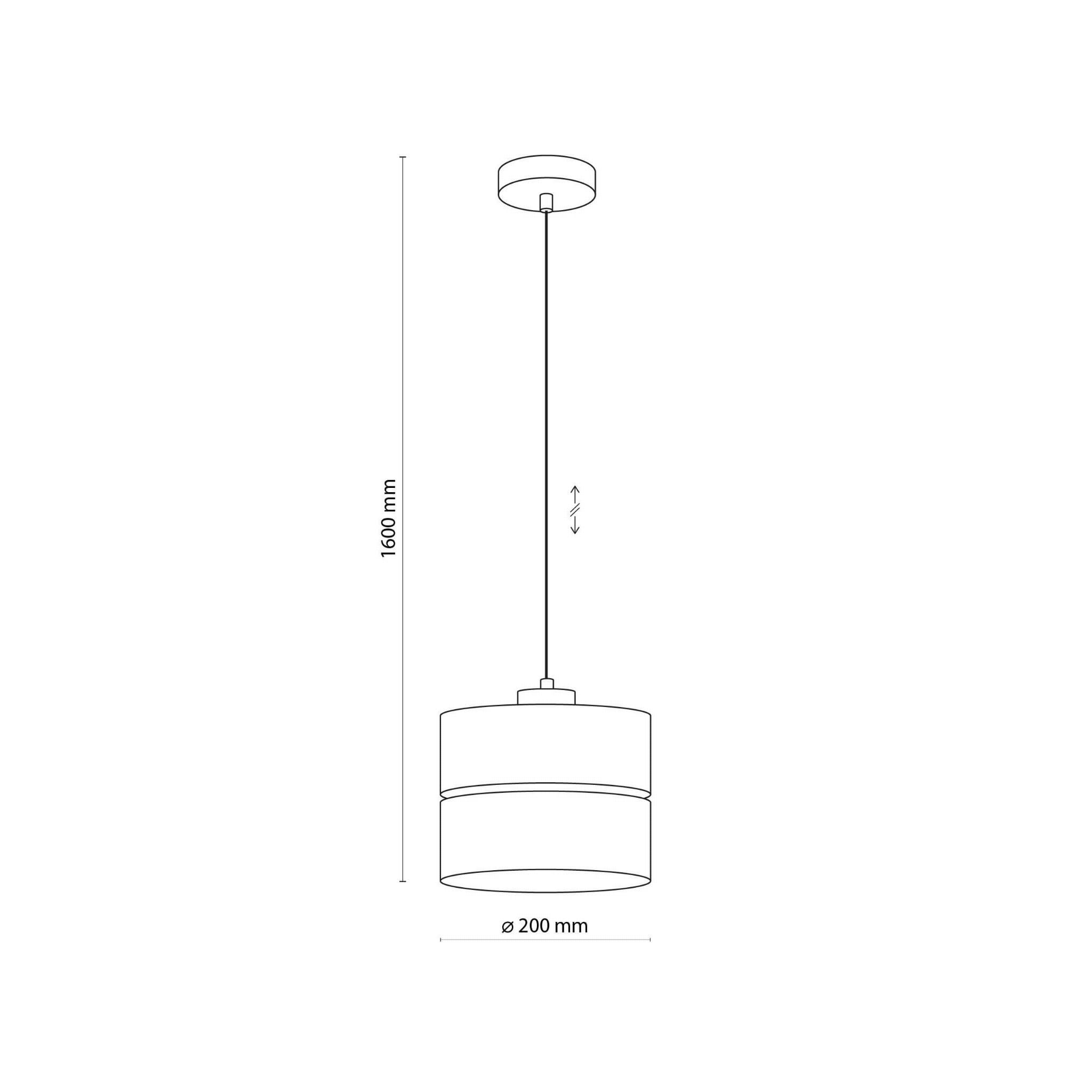 Lampa wisząca Eco D20, 1-punktowa, z okrągłym kloszem o średnicy 200 mm, zawieszona na przewodzie o długości 1600 mm, w minimalistycznym stylu, w kolorze białym z metalowymi detalami. Idealna do nowoczesnych wnętrz.