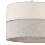 Lampa wisząca Eco D38 w kolorze jasnym, składająca się z dwóch cylindrycznych abażurów: górny w odcieniu białym, dolny w odcieniu szarym. Ujęcie z góry, pokazujące teksturę materiału. Produkt przeznaczony do oświetlenia pomieszczeń.