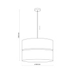 Lampa wisząca Eco D50, 3-punktowa, o średnicy 500 mm i wysokości 1200 mm. Posiada dwa cylindryczne klosze w minimalistycznym stylu, zawieszona na długim przewodzie. Idealna do nowoczesnych wnętrz.