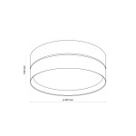Lampa sufitowa Eco D45 3-punktowa o średnicy 450 mm i wysokości 180 mm. Kształt cylindryczny, z gładką powierzchnią. Widoczny rysunek techniczny, bez kolorów i detali dekoracyjnych. Idealna do nowoczesnych wnętrz.