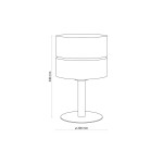 Eco lampa stołowa 1-punktowa 5596 o wysokości 340 mm i średnicy podstawy 200 mm. Posiada okrągły klosz w dwóch poziomach, umieszczony na smukłym stelażu. Prosty, minimalistyczny design, idealna do nowoczesnych wnętrz.