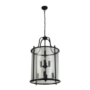 Lantern Grande lampa wisząca 8-punktowa czarna 3068-8BK