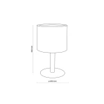 Lampka stołowa Deva Nature 1-punktowa o wysokości 330 mm i średnicy podstawy 200 mm. Posiada okrągły klosz na prostym, cylindrycznym stelażu, prezentując minimalistyczny design. Ujęcie frontalne, na białym tle.