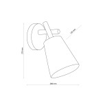 Kinkiet Vaio 1-punktowy w kolorze białym. Lampa o cylindrycznym kloszu, zamontowana na okrągłej podstawie. Wymiary: wysokość 270 mm, szerokość 280 mm, głębokość 135 mm. Prosty design, idealny do nowoczesnych wnętrz.