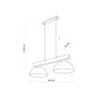 Lampa wisząca Oslo 2-punktowa w kolorze czarnym. Dwa okrągłe klosze zawieszone na prostokątnej listwie. Wymiary: wysokość 1200 mm, szerokość 830 mm, odległość między kloszami 335 mm. Prosty, nowoczesny design idealny do wnętrz.