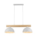Lampa wisząca Oslo 2-punktowa w białym kolorze z drewnianym uchwytem. Posiada dwa klosze w kształcie półkul, zawieszone na białych linkach. Prosta, nowoczesna forma idealna do aranżacji wnętrz.