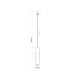 Lampa wisząca Vivien 1-punktowa w kolorze czarnym i złotym, o długości 1600 mm i średnicy 52 mm. Prosty, cylindryczny kształt z zawieszeniem, idealna do nowoczesnych wnętrz. Tło białe, podkreślające design lampy.