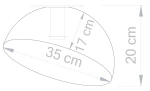 Lampa sufitowa Sfera D35 w kolorze białym z miedzianymi detalami, o średnicy 35 cm i wysokości 20 cm. Produkt ma zaokrąglony kształt, montowany na suficie, z widocznymi wymiarami 17 cm. Idealna do nowoczesnych wnętrz.