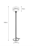Lampa podłogowa Sober 1-punktowa w kolorze mosiądzu i białym. Okrągła, szklana klosz o średnicy 25 cm, wysokość całkowita 140 cm. Stojąca, z metalową podstawą. Wymiary podstawy 25 cm. Prosta, nowoczesna forma.