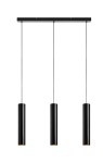 Lampa wisząca Ruben 3-punktowa w kolorze czarnym. Składa się z trzech cylindrycznych kloszy zawieszonych na cienkich linkach, zamocowanych na prostokątnej podstawie. Klosze mają matowe wykończenie z mosiężnymi detalami u dołu.