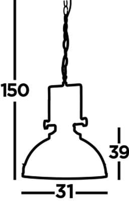 Lampa wisząca Louisiana 1-punktowa w miedzianym kolorze. Stojąca konstrukcja z okrągłym kloszem o średnicy 31 cm i wysokości 39 cm, zawieszona na 150 cm łańcucha. Prosty design, idealna do nowoczesnych wnętrz.