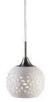 Lampa wisząca Lohals 1-punktowa z białego materiału ceramicznego, o okrągłym kształcie z wyciętymi wzorami liści, zawieszona na metalowym, stalowym uchwycie. Idealna do nowoczesnych wnętrz.