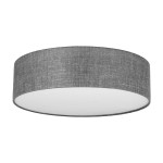 Plafon Earth D60 w kształcie okrągłym, z szarym melanżowym abażurem i białym wnętrzem. Produkt montowany sufitowo, o minimalistycznym designie, idealny do nowoczesnych wnętrz. Wykonany z materiału tekstylnego, o matowej fakturze.