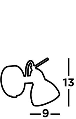 Kinkiet Focus 1-punktowy w kolorze antycznego mosiądzu. Ujęcie bokiem, widoczny kształt klosza oraz mocowania. Wymiary: wysokość 13 cm, szerokość 9 cm. Idealny do oświetlenia wnętrz.