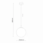 Lampa wisząca Cadix D30 w kolorze złotym, o średnicy 300 mm i wysokości 2200 mm. Posiada okrągły klosz zawieszony na cienkim kablu, montowana do sufitu. Prosta forma, idealna do nowoczesnych wnętrz.