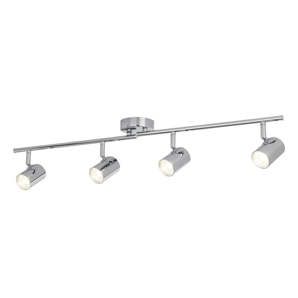 Rollo LED lampa sufitowa 4-punktowa w chromowanym wykończeniu. Składa się z czterech ruchomych reflektorów zamocowanych na metalowej listwie. Przeznaczona do montażu sufitowego, idealna do nowoczesnych wnętrz.