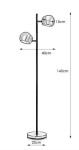 Lampa podłogowa Edgar 2-punktowa w kolorze patyny. Posiada dwa klosze o wysokości 15 cm, ustawione na smukłym stelażu o wysokości 145 cm i średnicy podstawy 23 cm. Idealna do wnętrz nowoczesnych i klasycznych.