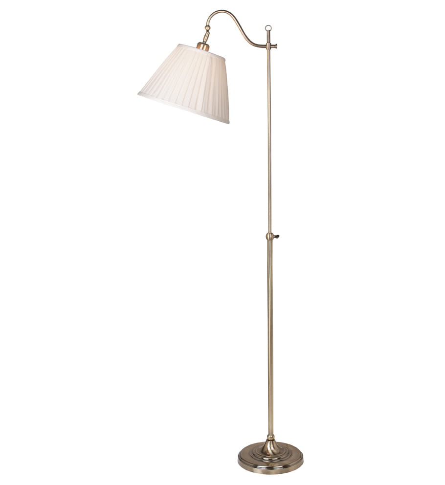 Lampa podłogowa Charleston 1-punktowa w kolorze patyny z beżowym kloszem. Stojąca konstrukcja z okrągłą podstawą, z regulowanym ramieniem i plisowanym kloszem, idealna do oświetlenia wnętrz.