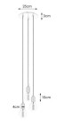 Brązowa lampa wisząca Bronx z trzema punktami świetlnymi. Umożliwia regulację długości przewodów. Wymiary: średnica 25 cm, wysokość 10 cm, grubość podstawy 3 cm. Elegancki design pasujący do nowoczesnych wnętrz.