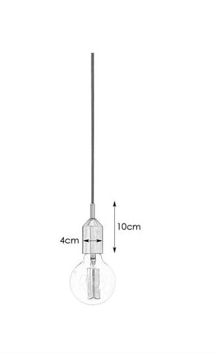 Brązowa lampa wisząca Bronx 1-punktowa, zawieszona na cienkim przewodzie. Metalowy uchwyt o wysokości 10 cm i średnicy 4 cm, z przezroczystą żarówką w kształcie kuli, idealna do nowoczesnych wnętrz.