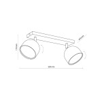 Czarna lampa sufitowa Altea z dwoma punktami świetlnymi. Uchwyt o długości 220 mm i wysokości 170 mm, z regulowanymi kloszami. Wymiary całkowite: 470 mm. Idealna do nowoczesnych wnętrz. Żarówki w zestawie.
