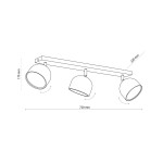 Trzypunktowa lampa sufitowa Altea w kolorze czarnym, z metalowymi kloszami. Wymiary: długość 720 mm, wysokość 220 mm, głębokość 170 mm. Klosze można regulować, montowana na prostokątnej podstawie. W zestawie żarówki.