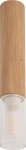 Lampa sufitowa Madera H28 w kolorze naturalnego dębu, z cylindrycznym kloszem z matowego szkła. Produkt widoczny z bliska, z zamontowanym źródłem światła wewnątrz klosza.